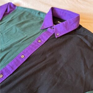 BEAMS Purple Black Green Shirt Button Up
Size : On Tag M Fits more like L/XL